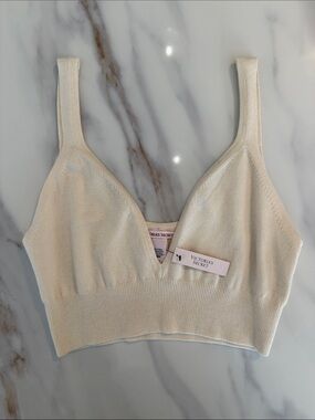 NEW Victoria's Secret Cream Soft Crop Top V-Neck Bralette Top Medium Ivory White